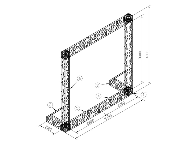 LED Screen Support Truss 4mx4.8m